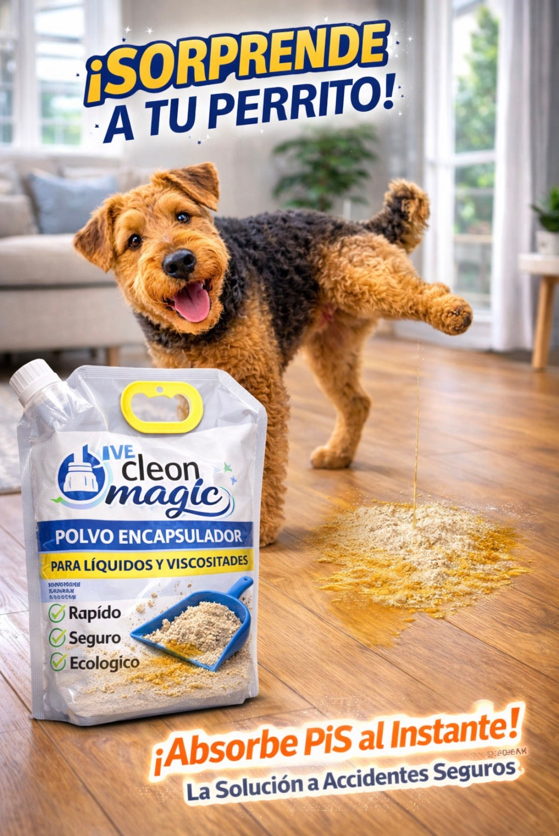 Polvo super absorbente de líquidos y viscosidades 2 Bolsas de 5 lts